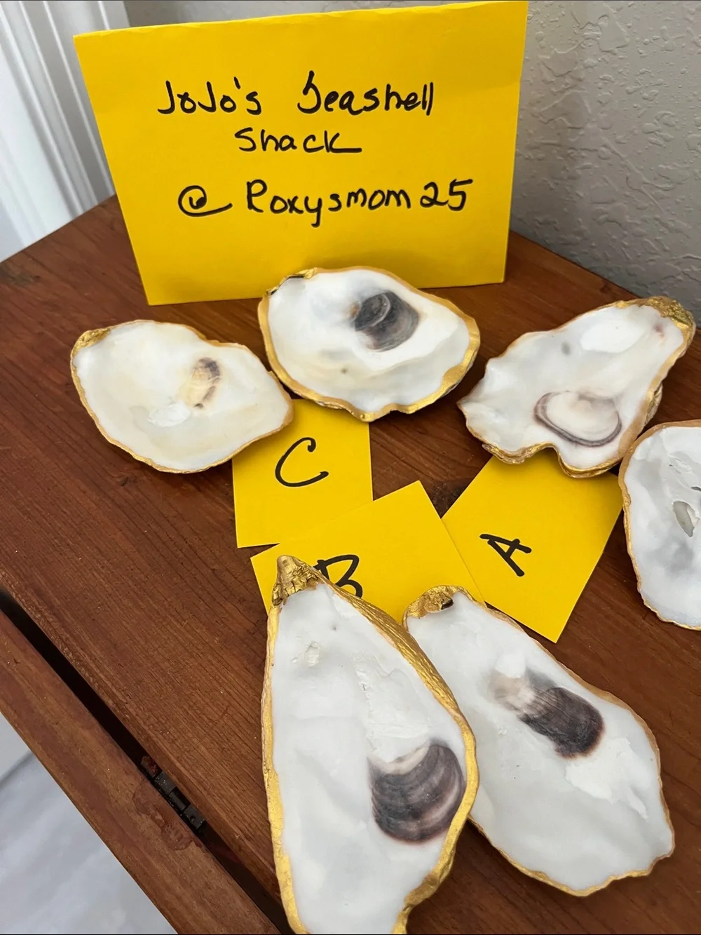 Pair of White Oyster Shell Trinket Dishes with Gold Edging Great for Crafting